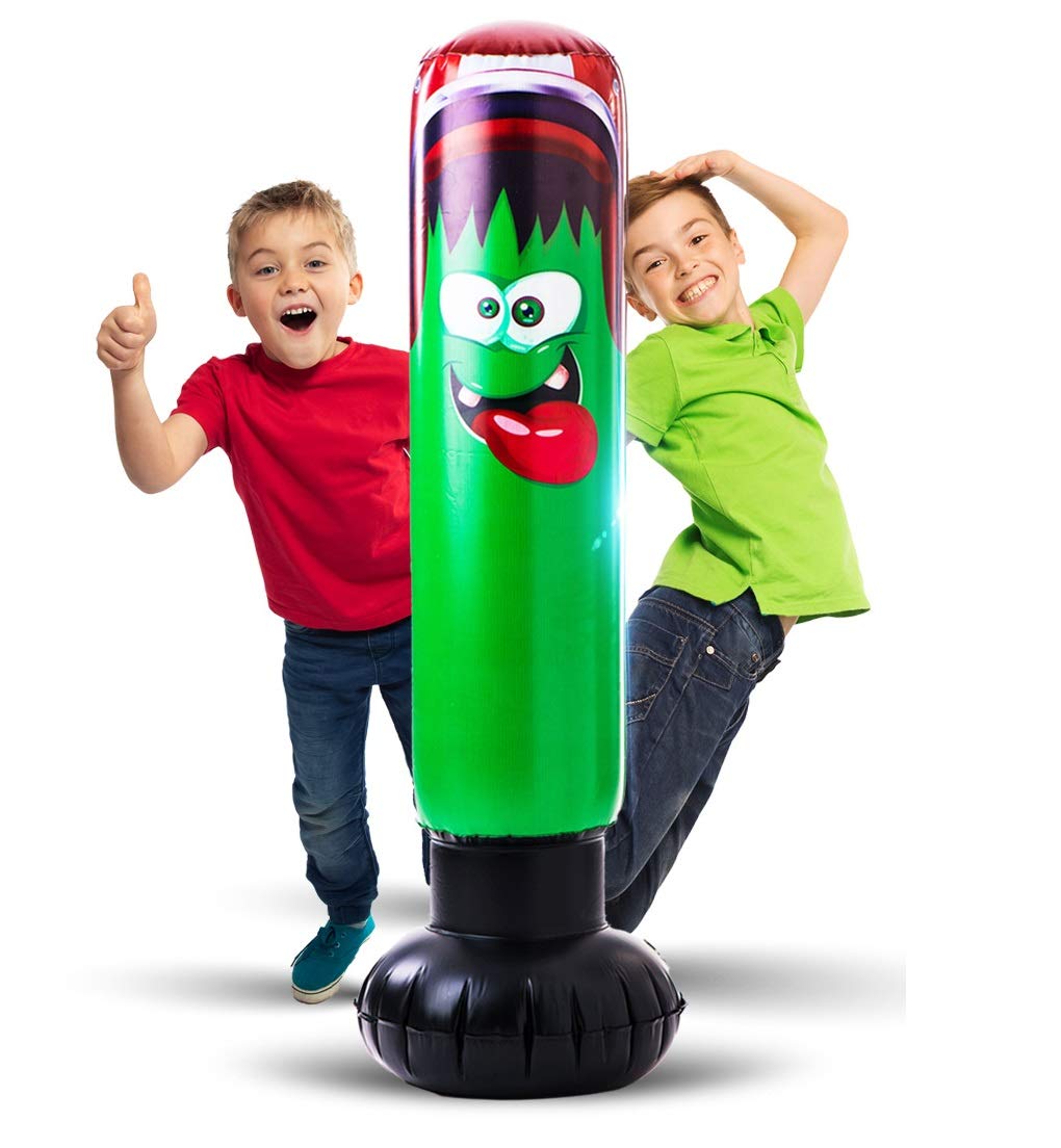 Inflatable Punching Bag for Kids - Gift for Boys and Girls Age 3 - 8. Kids Bop Bag 48 Inches with Bo
