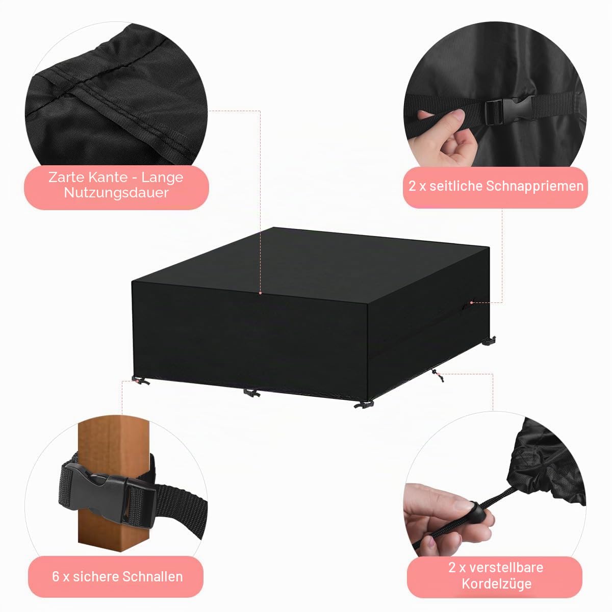 Abdeckhaube Gartenmöbel Anti-UV Tischabdeckung Outdoor Wetterfest | Schutzhüllen für Gartenmöbel Wasserdicht Abdeckung Gartenmöbel Winterfest Anti-UV Abdeckplanen für Loungemöbel 360x240x90cm