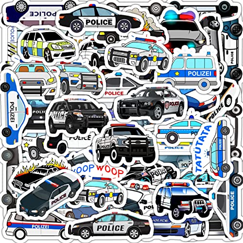 Bellsche 50 Pcs Police Car Stickers Decals for Kids Boys