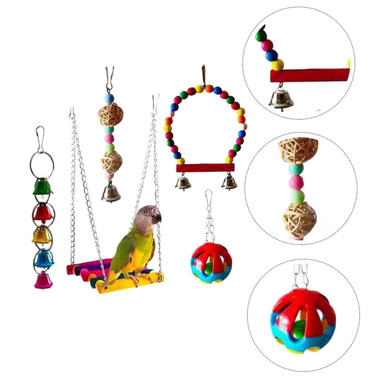 CLISPEED 5 Pièces Jouets Mâcher Perroquet Jouet Créatif Oiseaux Oiseaux Perroquet