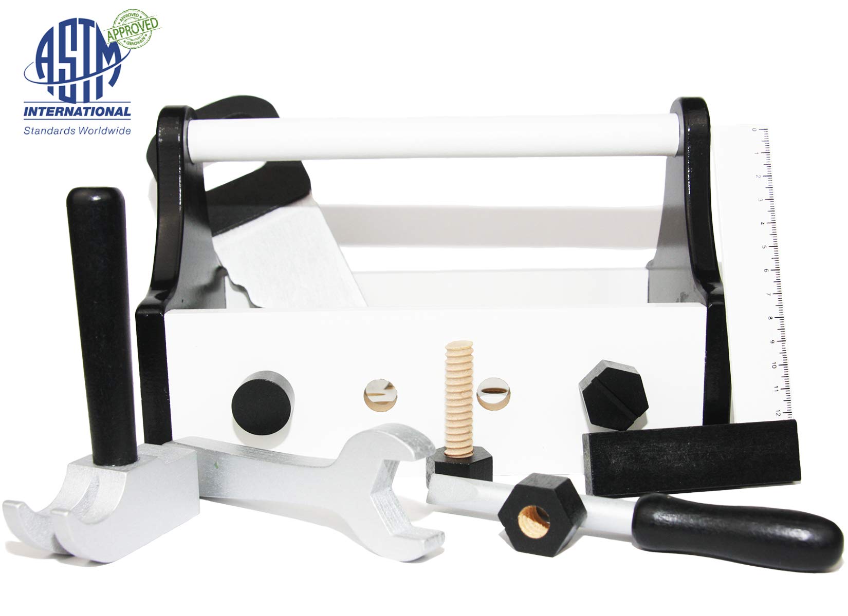 EasY FoxY ToY Kids-Construction-Tool-Set for Toddlers Age 3 4 5 Year Olds, Woodworking Pretend to Play Kit; Wood Building Box for Boys Toy; Children Birthday Gift Preschool Learning Playset