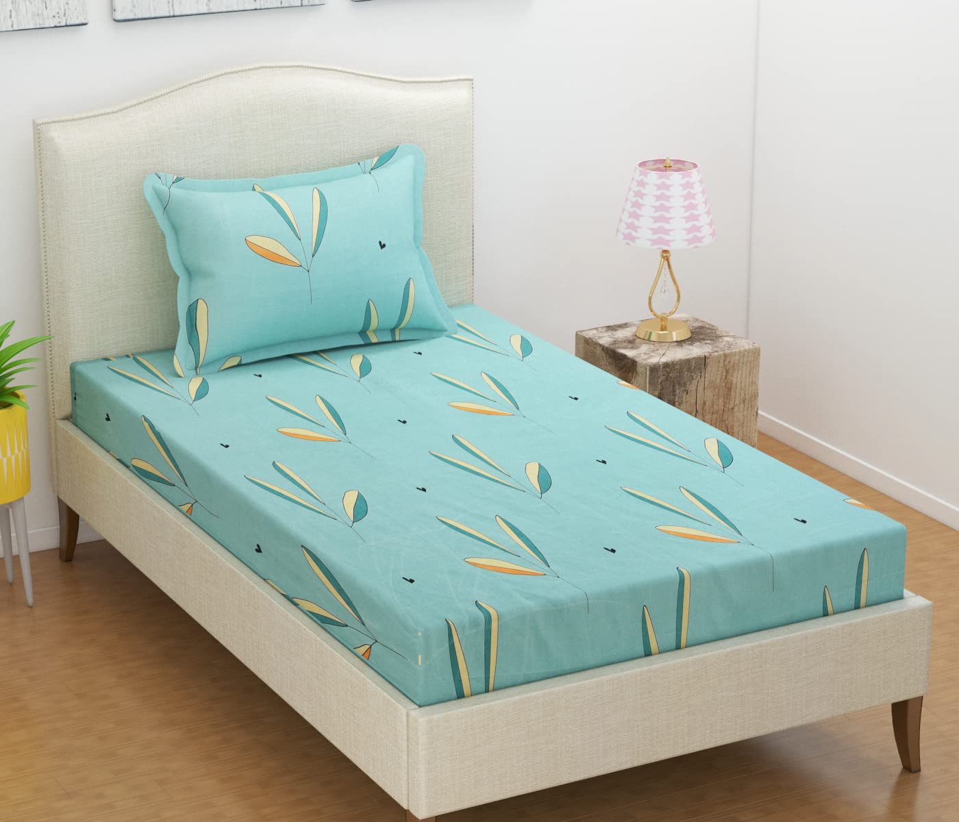 BSB HOME® 3D Printed 144 Tc Microfiber Bedsheet for Single Bed (90X60) with 1 King Size Pillow Covers (20X30) Inches (Red)