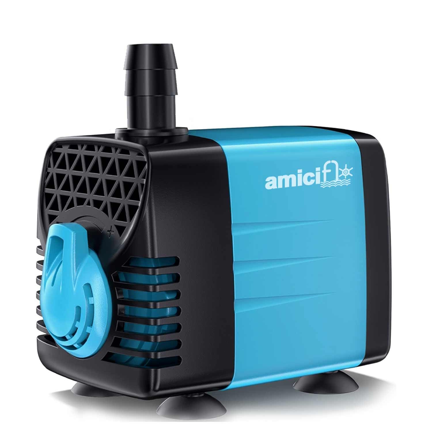 amiciFlo15W Submersible Water Pump – 600 LPH High Flow, 1.5M Lift Height, Pure Copper Motor, 2M Cord | Ultra-Quiet Water Circulation Pump for DIY Fountains, Aquariums, Hydroponics (8mm & 12mm Nozzles)