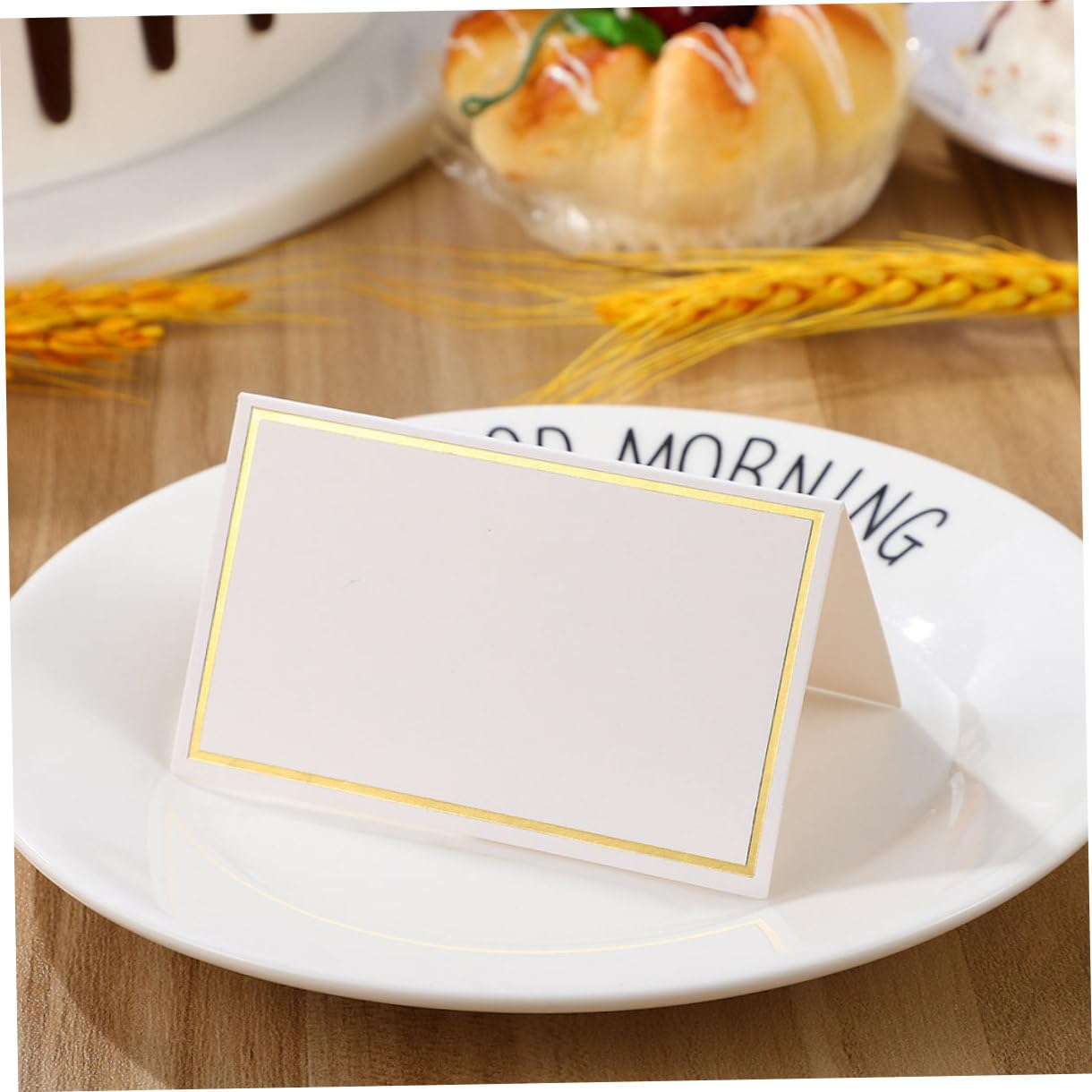 LABRIMP 200 Stück Klappkarten für Hochzeit Tischkarten Silberrand Blanko Namenskärtchen für Festliche Anlässe zum Beschriften für Hochzeiten und Partys