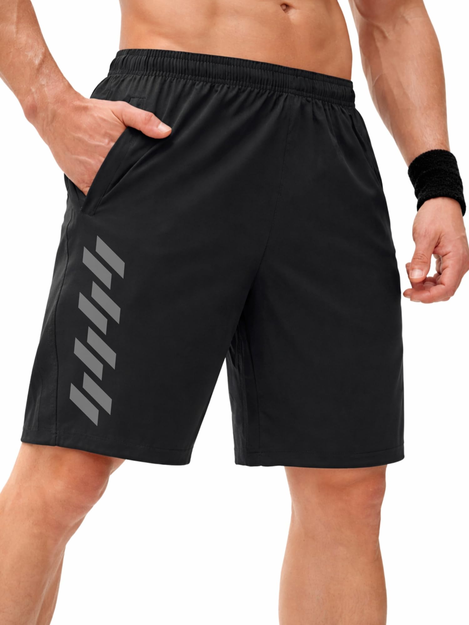 3colors Men’s Activewear Sports Shorts | Quick Dry Gym, Running & Training Shorts | Lightweight Fitness Shorts with Elastic Waist-MULTISIDE LINE-picture-38