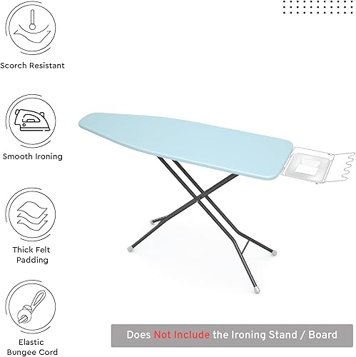 Miniatura 2 de Encasa Homes - Funda de repuesto para tabla de planchar con almohadilla extragruesa, colores lisos, elástica, (se adapta a tablas grandes estándar