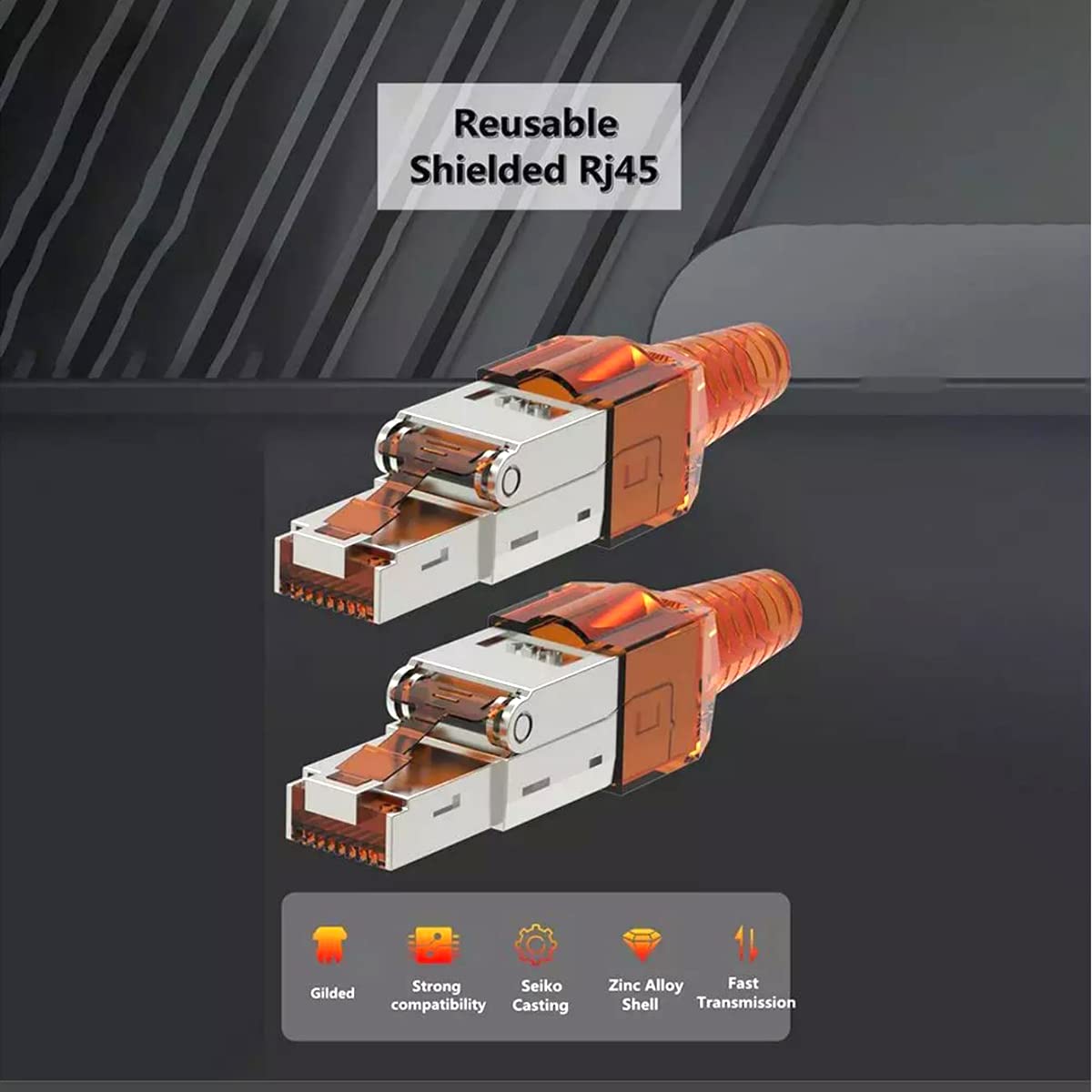 NAUC Netzwerkstecker Cat 7 CAT7 werkzeuglos RJ45 LAN Kabel Stecker ohne Werkzeug werkzeugfrei kompatibel mit CAT6 CAT6a CAT5 Verlegekabel Patchkabel Netzwerkkabel 10 Stück