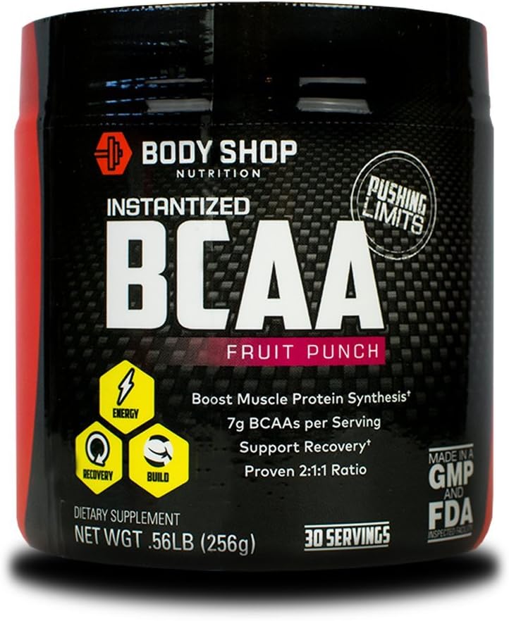 Body Shop Nutrition Instantized 2:1:1 BCAA Powder - Fruit Punch - 30 Servings - Non-GMO Workout Powder
