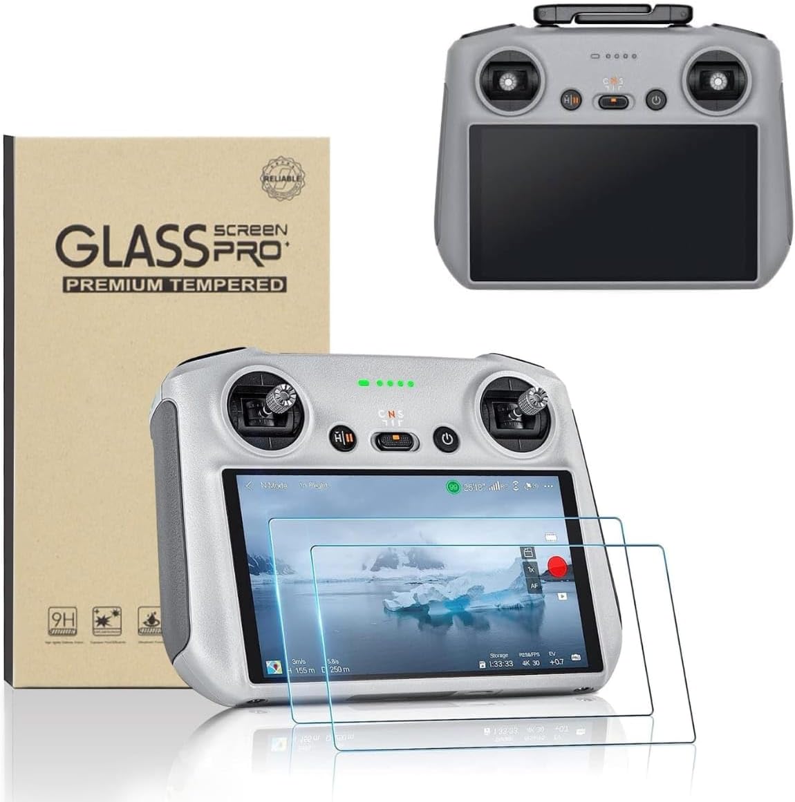 Kit 2 Películas De Vidro Temperado Para Dji RC, RC2 Drones DJI Mini 3, Mini 4 Pro, Flip, Air 3, Mavic 3 Nf