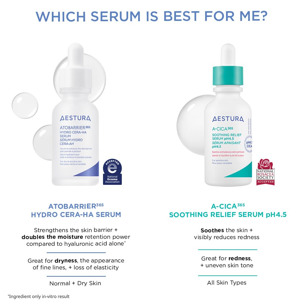 AESTURA ATOBARRIER365 Hydro CERA-HA Korean Face Serum with Ceramides, Hyaluronic Acid & Niacinamide | Lightweight Hydrating Serum for Barrier Repair & Glow For Dry & Sensitive Skin, 30ML / 1.01 fl.oz.