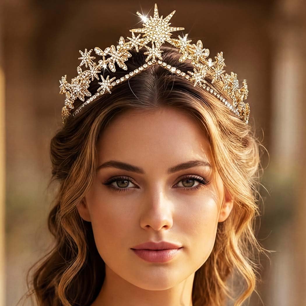 JAKAWIN Gold Greek Goddess Crown - Rhinestone Bridal Headpiece Wedding Hair Accessories for Women - Image 2