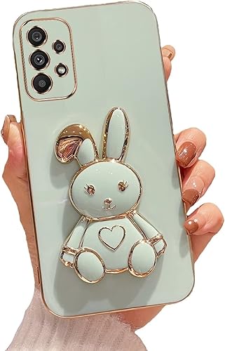 Miniatura 6 de Rnrieyta Funda con soporte de conejo de corazón para Samsung Galaxy A52 4G5G, galvanizado suave TPU protector delgado a prueba de golpes con bonito