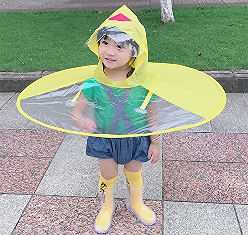 Kids Raincoat ,Cartoon Duck Raincoat and Umbrella Hat Waterproof UFO for Baby Girls and Boys Poncho Rain Hat2