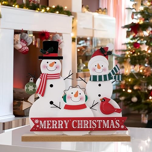 Miniatura 6 de Decoraciones navideñas para el hogar, casa de campo, decoración de Feliz Navidad, letrero de muñeco de nieve de madera para interiores, muñeco de