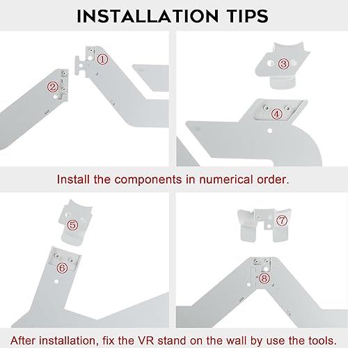 Vista 4 de (1 Set) Orzero VR Wall Mount Stand Compatible for Quest 3, Quest 2, Quest, Rift, Rift S, Pico 4, Valve Index, HTC Vive VR Headset, Controller Hook