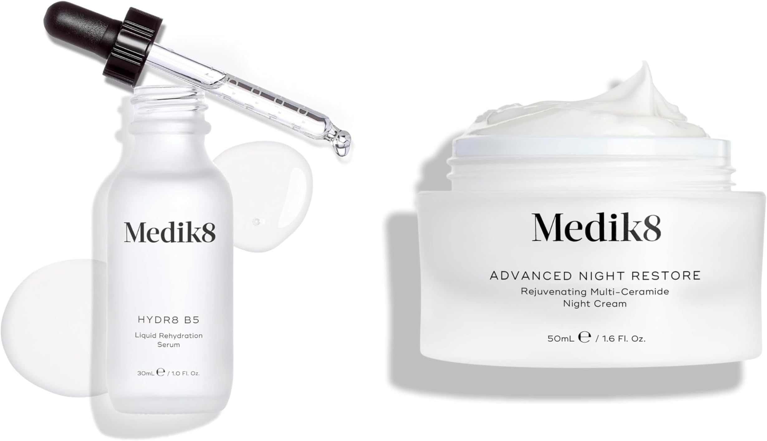 Hydr8 B5 (30ml) & Advanced Night Restore (50ml) - Liquid Rehydration Serum With Hyaluronic Acid & Rejuvenating Multi-Ceramide Night Cream