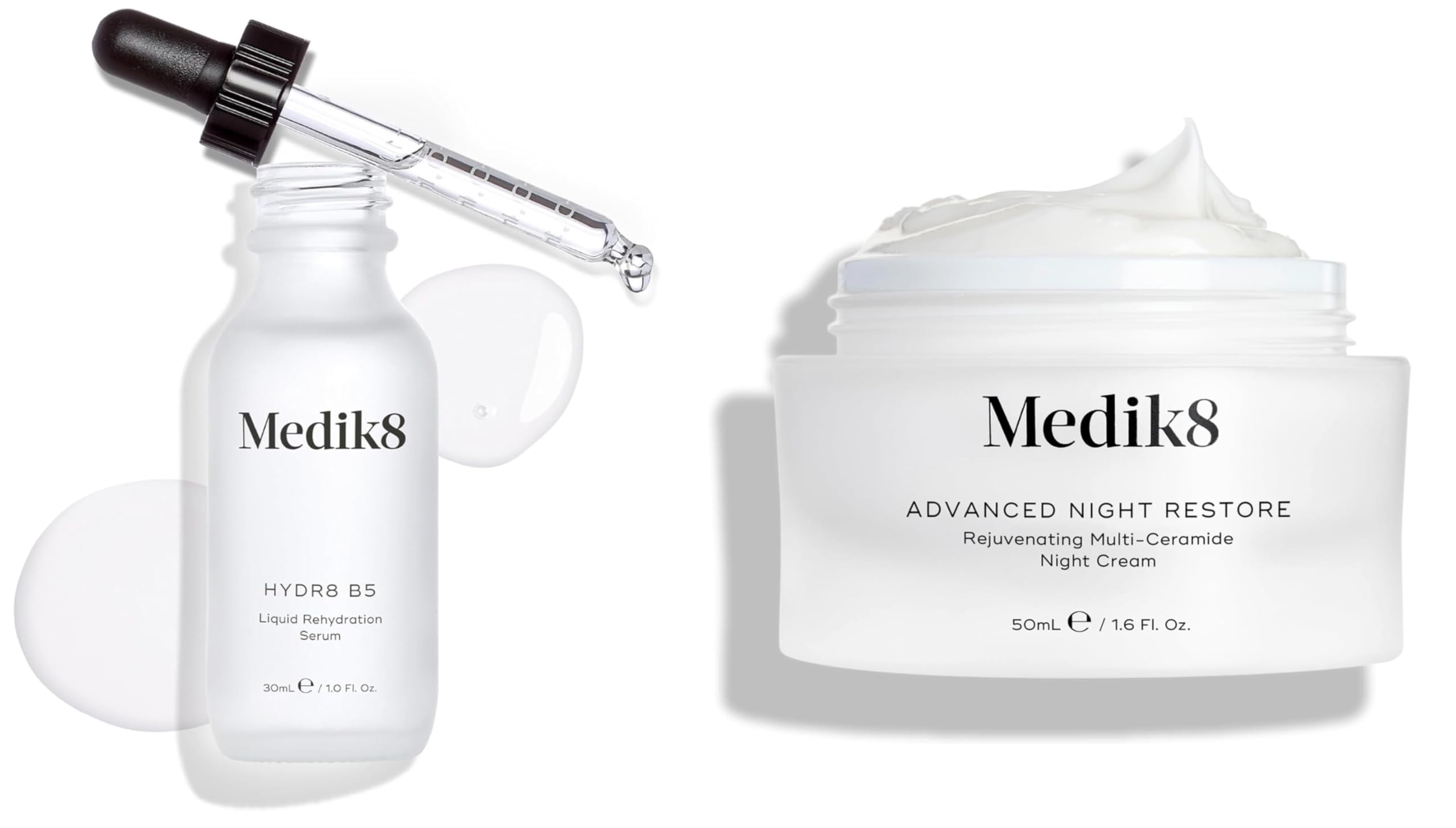Hydr8 B5 (30ml) & Advanced Night Restore (50ml) - Liquid Rehydration Serum With Hyaluronic Acid & Rejuvenating Multi-Ceramide Night Cream