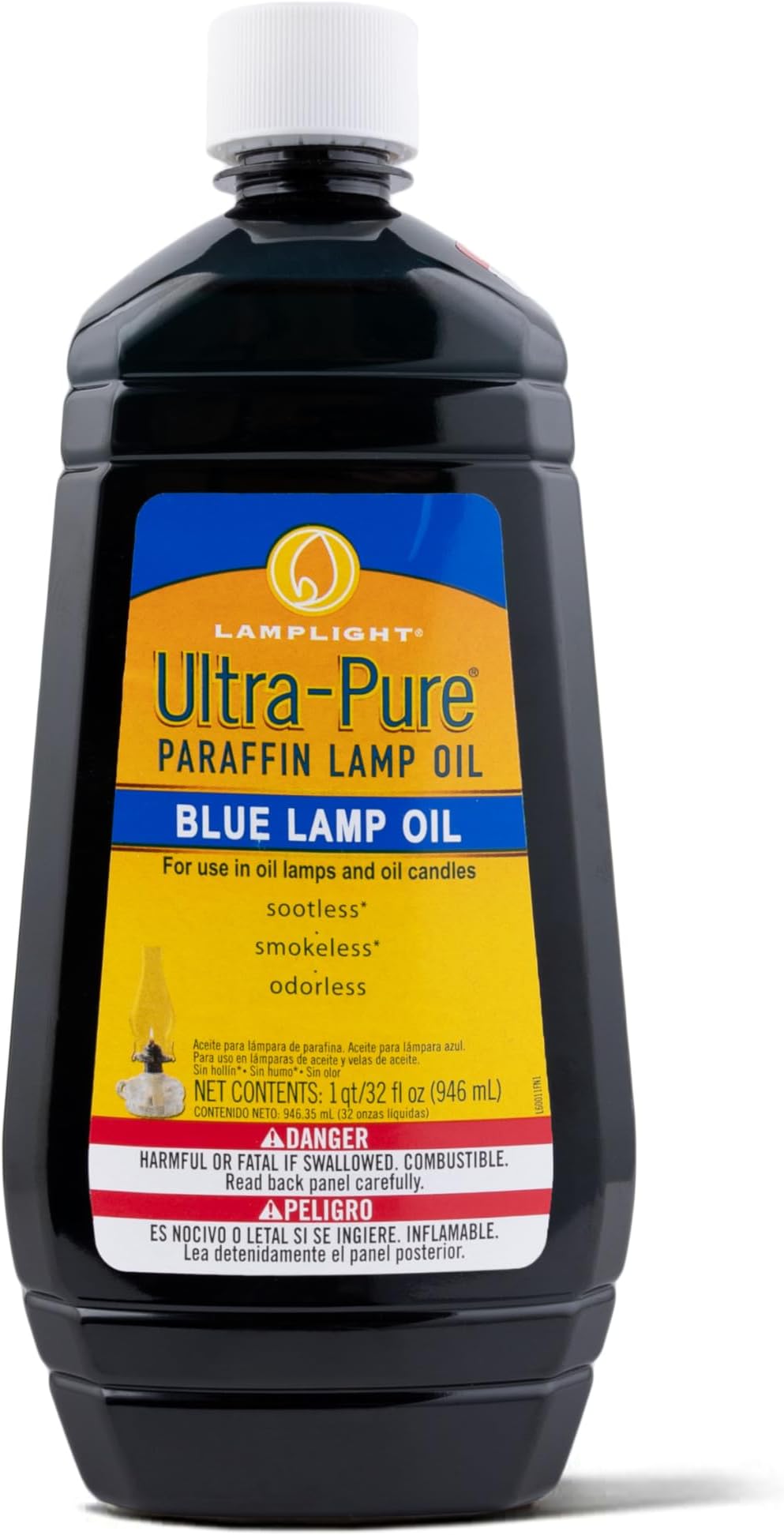 ¼ Gallon (32 oz) Ultra-Pure Lamp Oil Blue - Liquid Paraffin Oil for Indoor use, sootless, smokeless and odorless, Emergency kit Blue