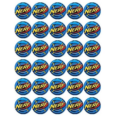 30 Nerf Wars Logo Cupcake Toppers Edible Wafer Paper Fairy Cake Toppers Birthday Cakes Cover