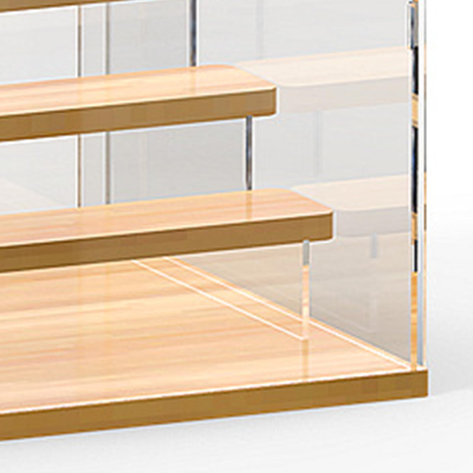 Collectibles Figures Blind Box Storage Display Acrylic Blind Box Showcase Dustproof Toy Doll Organizer Vitrine with Door (4 Tiered Staircase L 32x26x30.4cm)