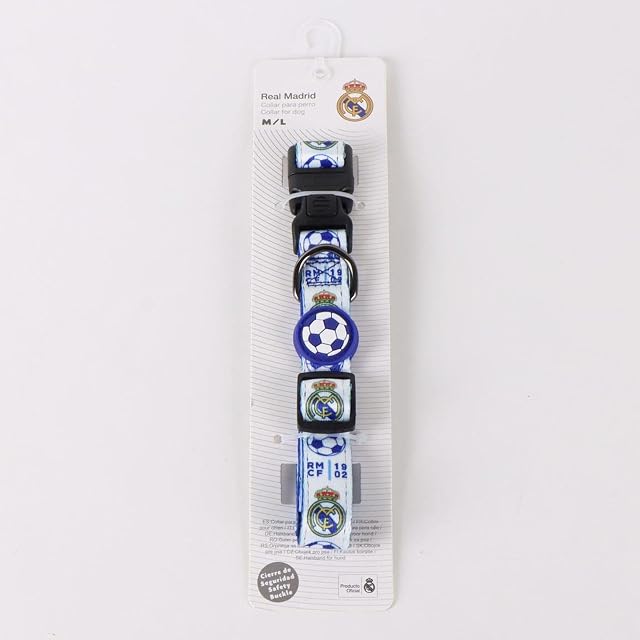 Foto 5 de 8 de Collar Real Madrid para Perro Talla M/L Escudo Oficial Bordado con Ajuste Resistente y Elegante