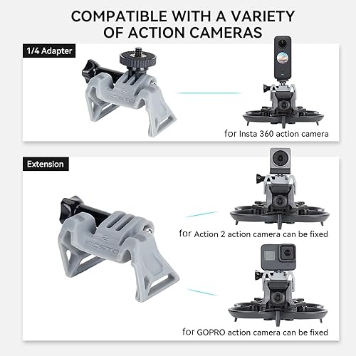 Miniatura 6 de Adaptador de montaje de cámara Soporte de extensión superior para DJI Avata UAV, estabilizador de montaje de soporte fijo para cámara de acción,