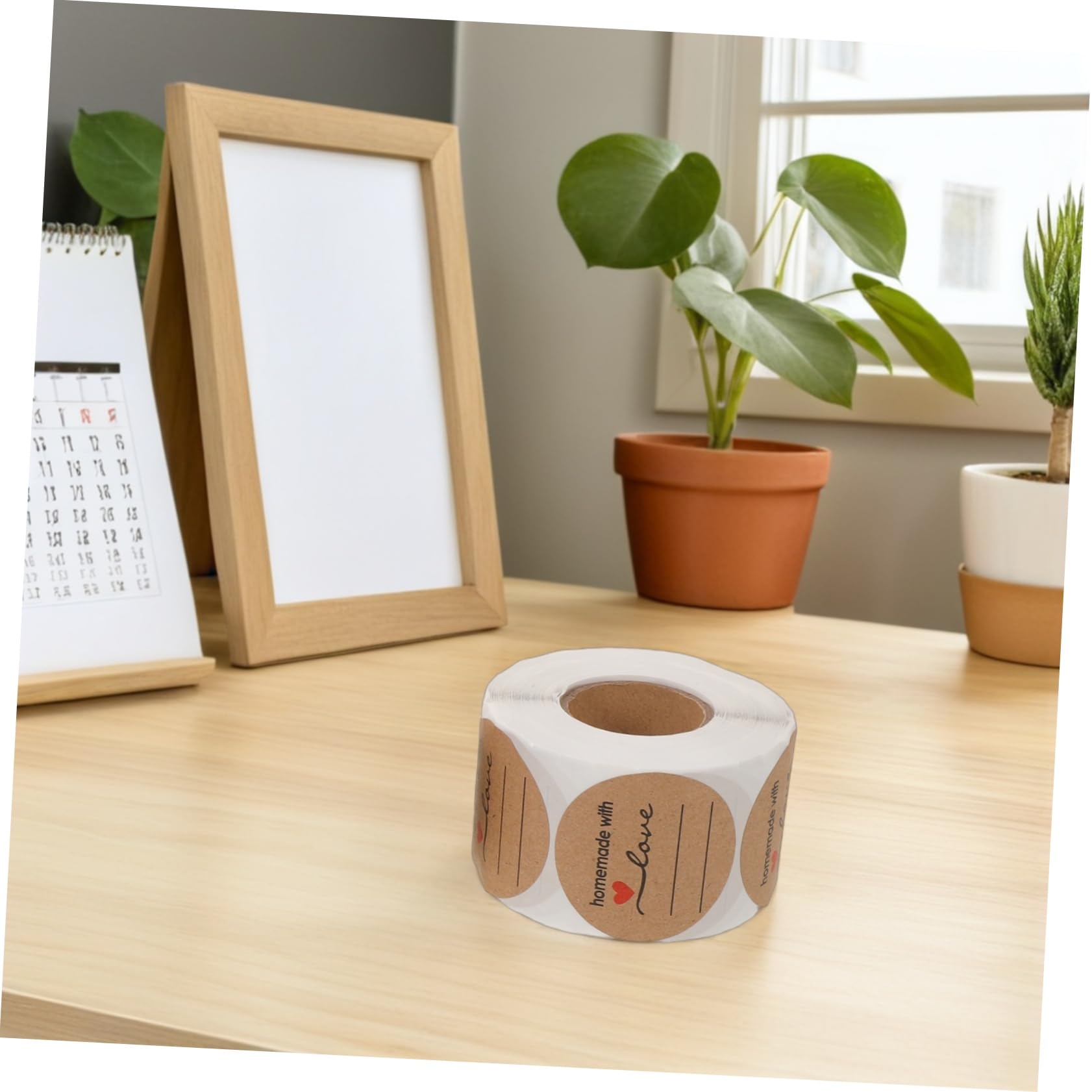 3 Pezzi Etichette Adesive Rotonde in Kraft per Sigillatura con Adesivo Forte Superficie Scrivibile per Personalizzazione Te per Packaging Spedizioni e Barattoli