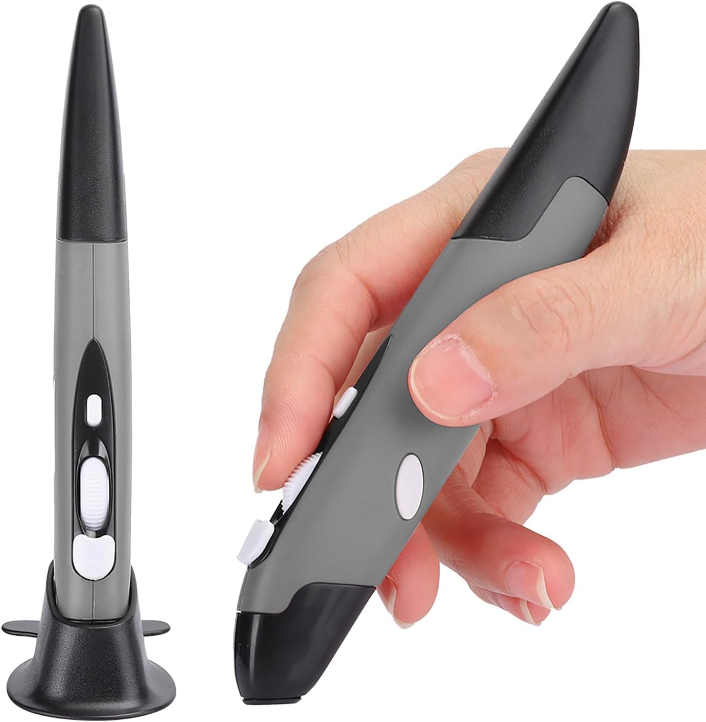 kabellose Stiftmaus ergonomischer USB-Computerstift PC-Teile 24 G vertikales optisches Tracking-System einstellbare DPI f r Notebook-Benutzer PC intelligenter Grau