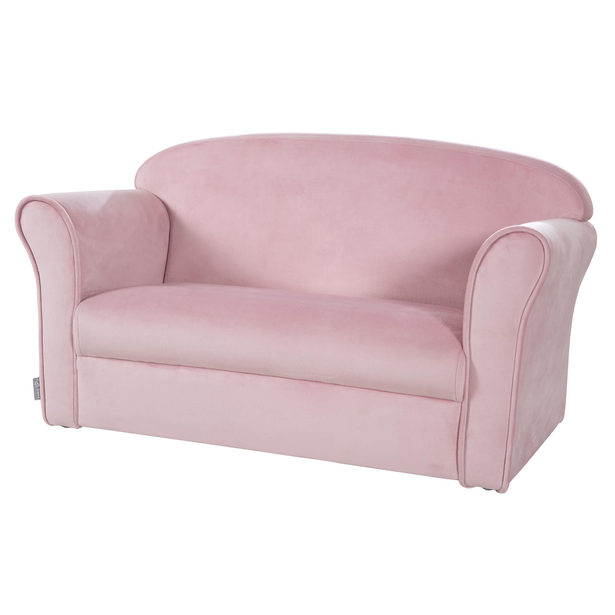 roba Sofá Infantil en Terciopelo Lil Sofa, 2 Plazas, Sillón con Apoyabrazos Cómodo para Niñas y Niños, Rosa