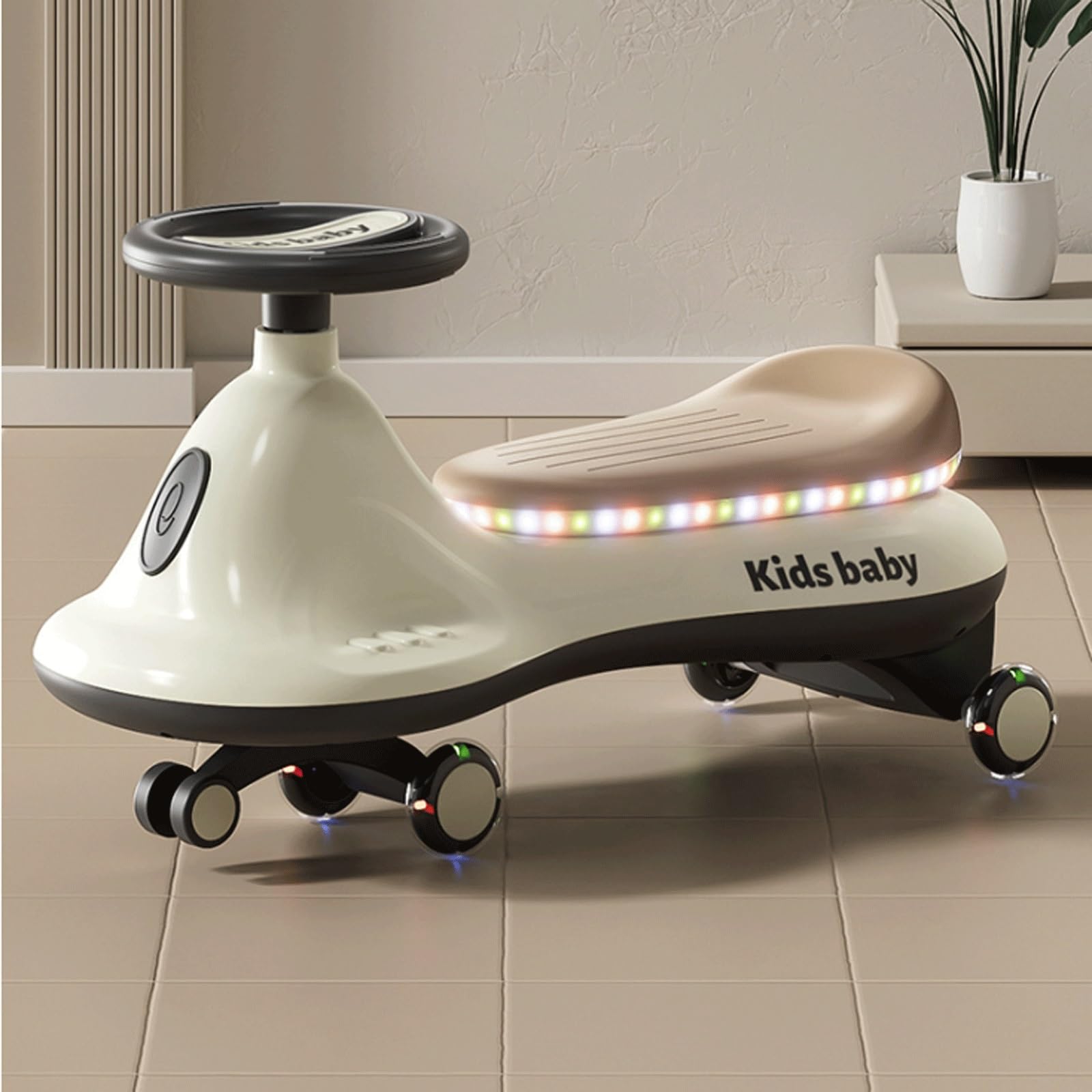 Auto oscillante con luce musicale, antiribaltamento, altalena for auto, ruota silenziosa e lampeggiante, dai 3 mesi in su triciclo