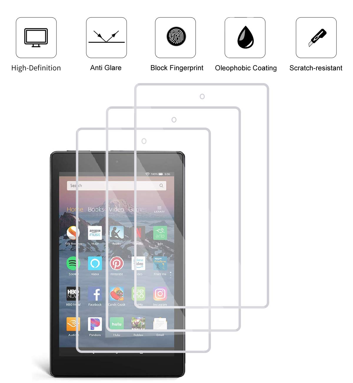 KEANBOLL3-Pack Anti Glare Screen Protector for All-New Fire HD 8/ Fire HD 8 Plus (8 Inch 14th/12th/10th Generation - 2024/2022/2020 release), Anti Fingerprint, Case Friendly, Eye Protection Filter