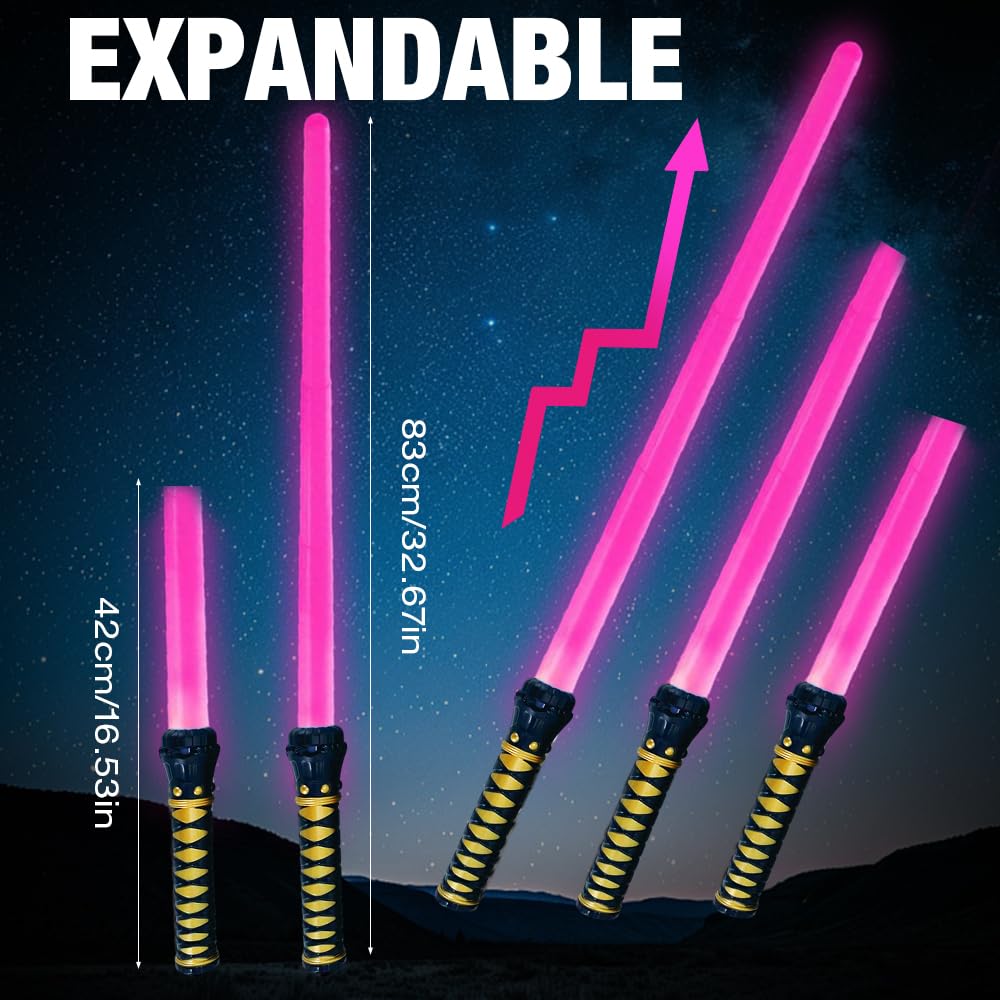2PCS Light Up Saber with Sound, Retractable Light Saber Sword Toys, 15 Colors Changeable Lightsaber for Star-Wars Roleplay Halloween Dress Up Parties - Image 4