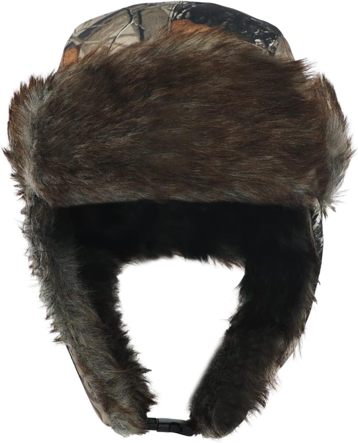 Trapper Hat in Camo with Real Rabbit Fur,Winter Ushanka with Windproof Ear Flaps,for Hunting Snow Activities Fits Men & Women