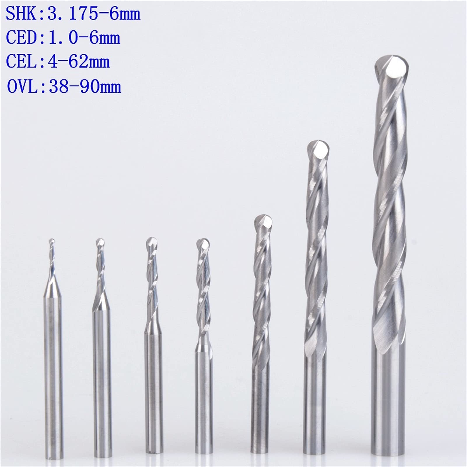 BERWENNY 1pc 3.175mm 4mm 6mm 2 Flutes Spiral Ballnose End Mills CNC Router Bit Compatible with Wood Milling Router Tool (Dimensions : 3.175x1.5x6)