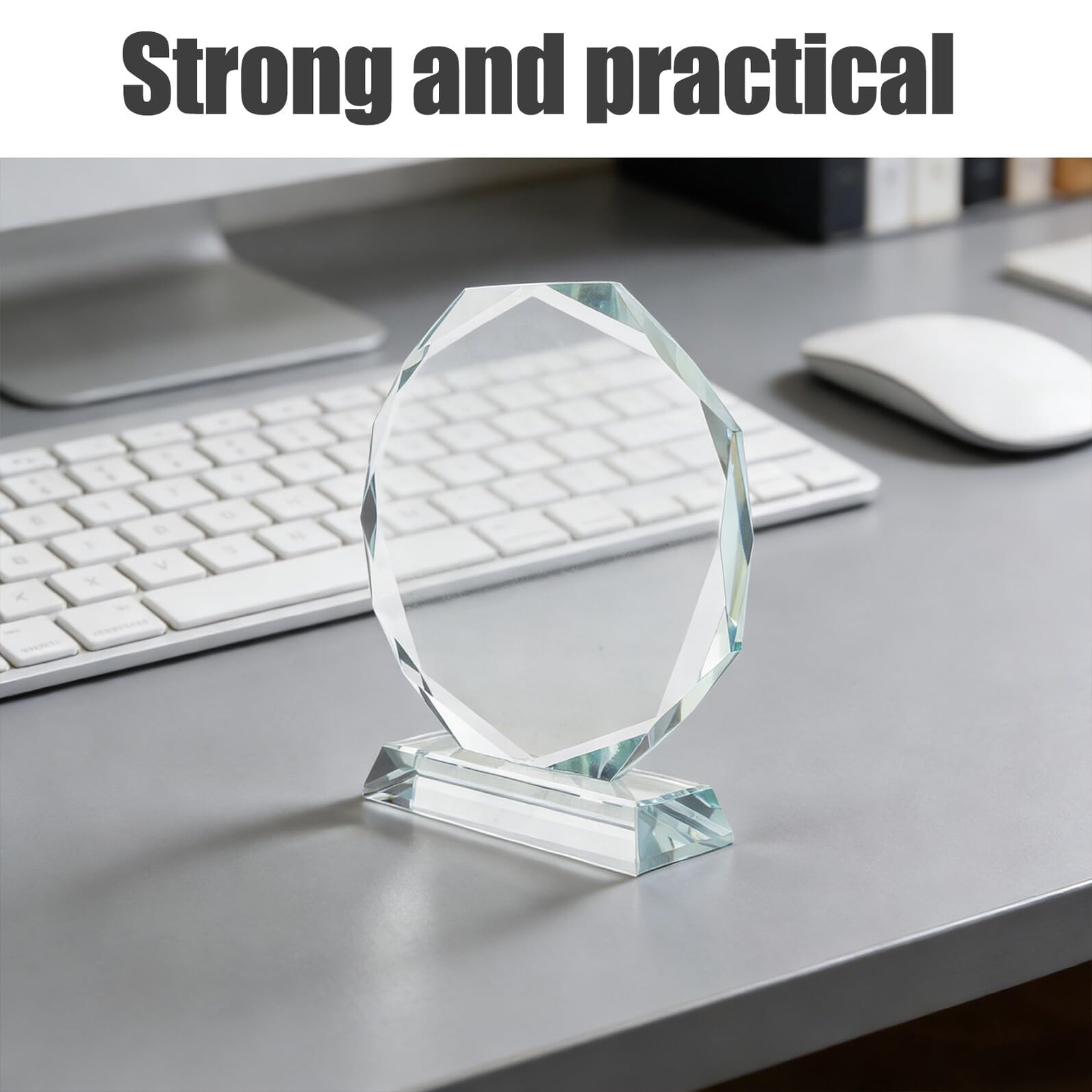 Trofeo de Cristal Octogonal 160mm Transparente, Placa de Premio al Logro para Reconocimiento Empleados, Premio de Cristal para Jubilación y Medalla de Agradecimiento