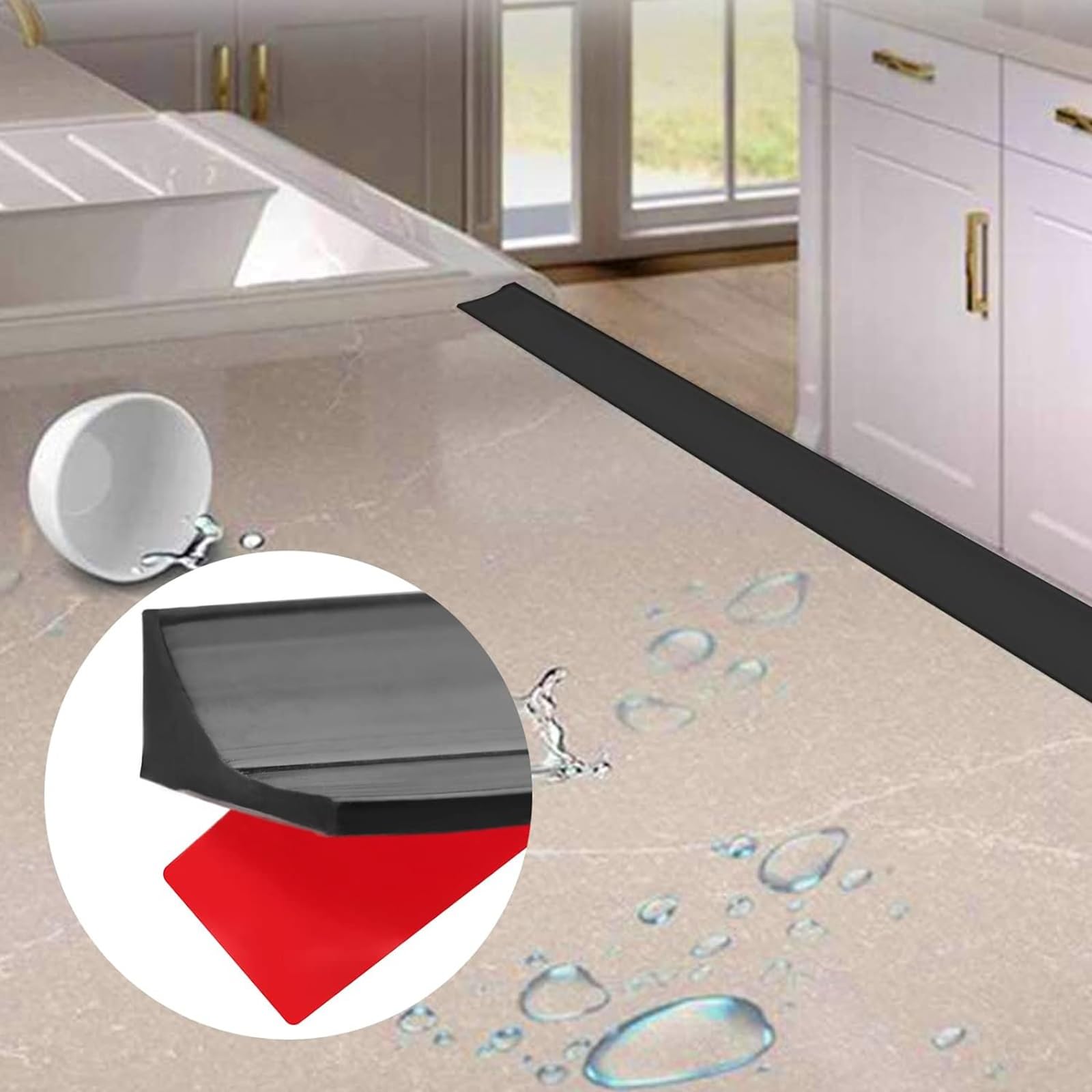 Barriera per pavimento in silicone per ambienti umidi, striscia autoadesiva per blocco acqua del bagno, diga per soglia doccia, per vasca da bagno Striscia di ritenzione acqua da appoggio ( Color : Bl