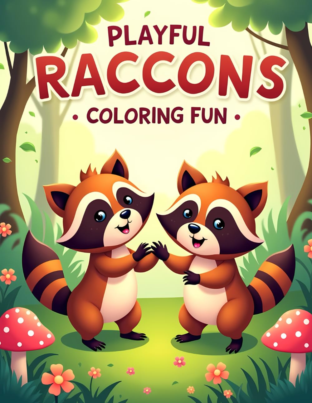 Playful Raccoons Coloring Fun: Cute and Fun Raccoon Coloring Pages with Lively Forest Scenes for Kids