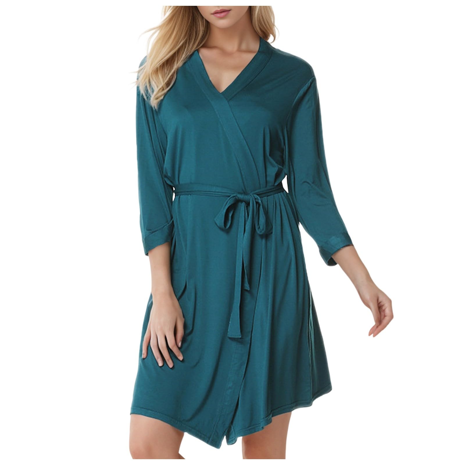 Generisch Accappatoio estivo 2023, assorbente, semplice, comodo pigiama da donna (verde, XXL)