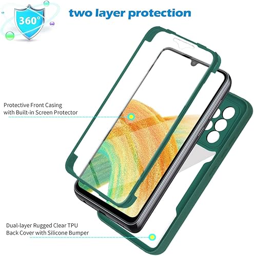 Miniatura 5 de CCSamll - Funda transparente para Samsung Galaxy A13 4G (no 5G), protector de pantalla integrado, delgada, de cuerpo completo, resistente, suave,