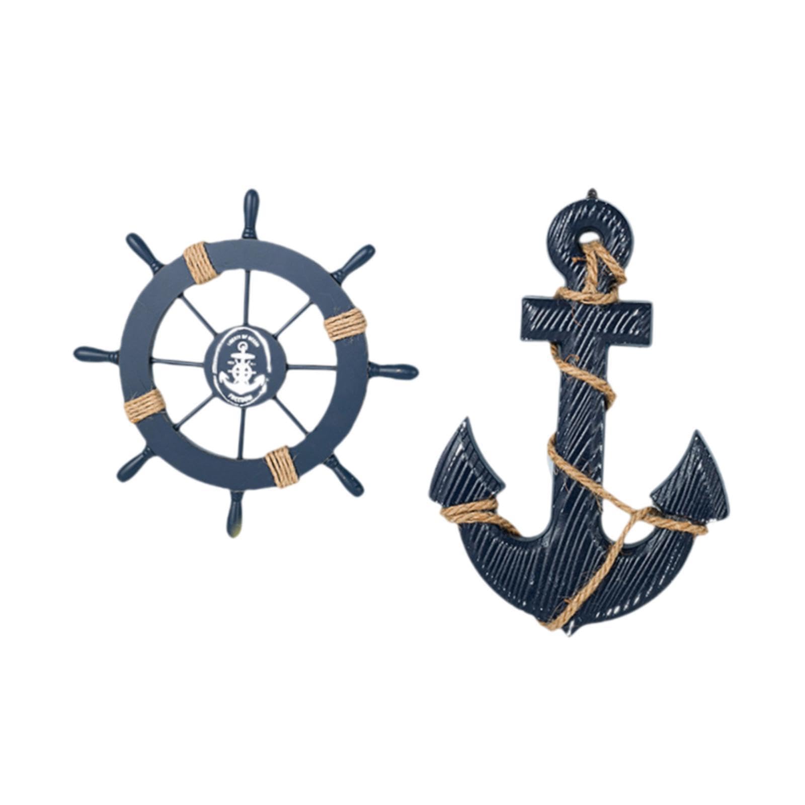 2 Pieces Marine Anchor Nautical Wheel Wall Decor for Club Bedroom Restaurant|Home & Garden | Home Decor| Figurines|1 Ship Steering Wheel-image-28
