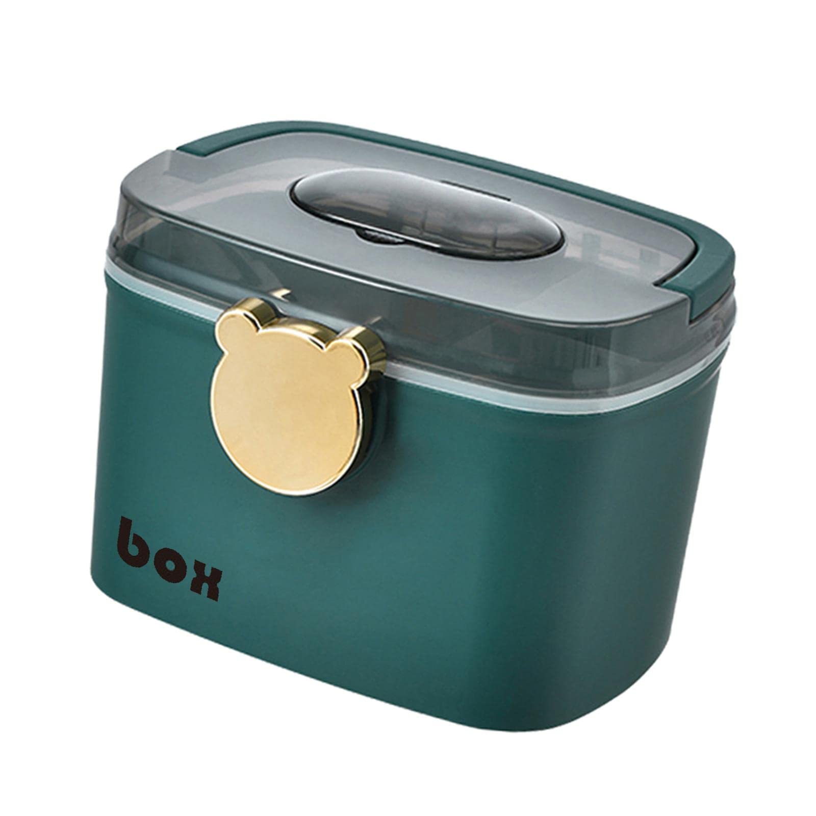 Home Emergency Medicine Storage Box Container Removable Tray Medium Green-image-9