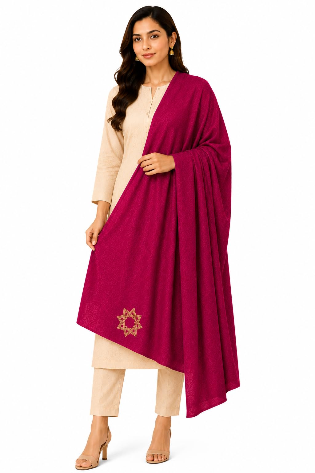 Premium Winter Shawl/Lohi for Women | Soft Warm Cashmilon Feel | Elegant Embroidered | Lightweight Cozy Wrap | Fringed Stole for Daily Wear, Office, Travel & Party (65X48 Inch)-image-29