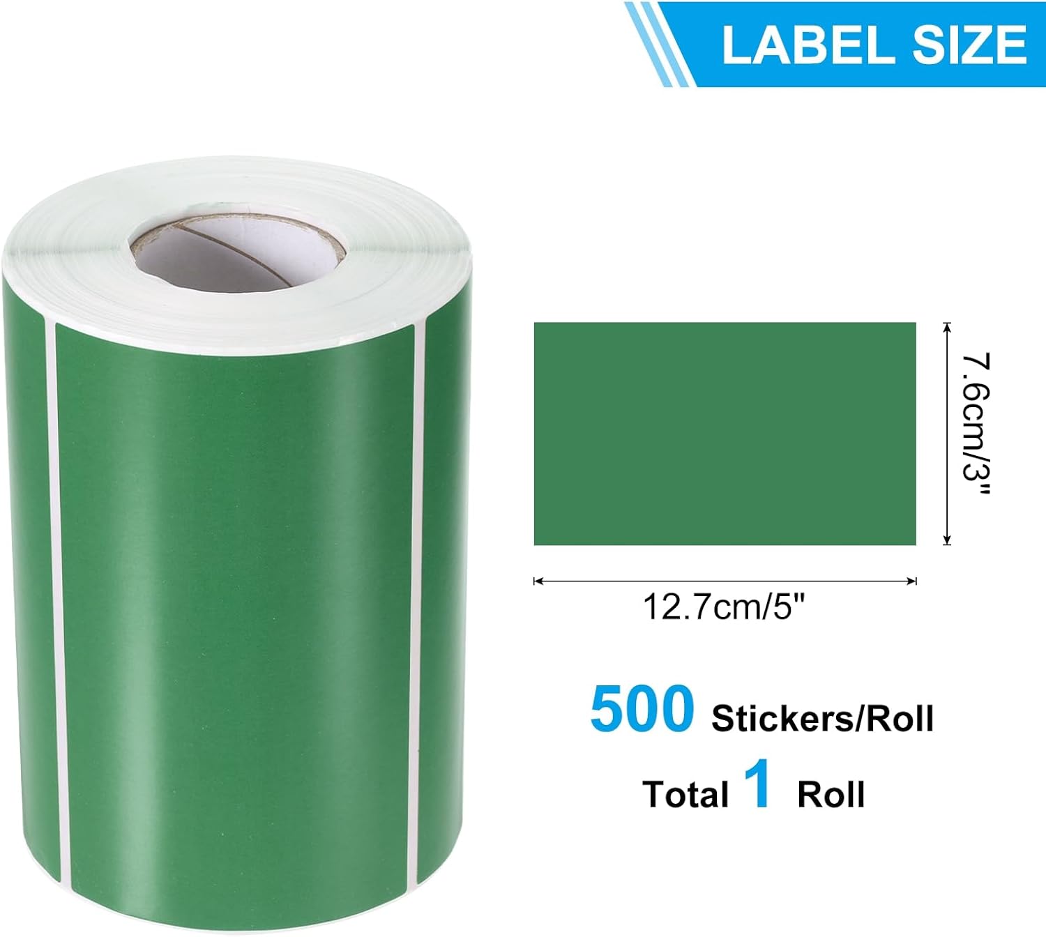 PATIKIL Rectangular Color Coding Labels 5 x 3 Inch, 500 Pcs Rectangle Colored Labels Sticker Moving Stickers Label Tags for Inventory Office Home Packing Box, Dark Green