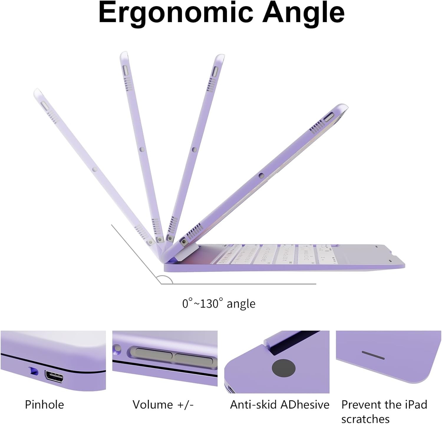 NOKBABO iPad Keyboard Case for iPad Pro 9.7 inch, 2018 iPad 6th Gen, 2017 iPad 5th Gen, iPad Air 2 & 1 case with Keyboard, 130° Smart Folio Hard Back Cover, Auto Wake and Sleep - Metallic Purple