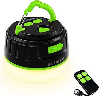 Rechargeable LED Camping Lantern 1000LM, 300H Runtime, 6400mAh, IPX5 Waterproof Tent Light for Camping, Hiking, Power Outages, Home, Emergency Use - Wireless Remote Edition,Green