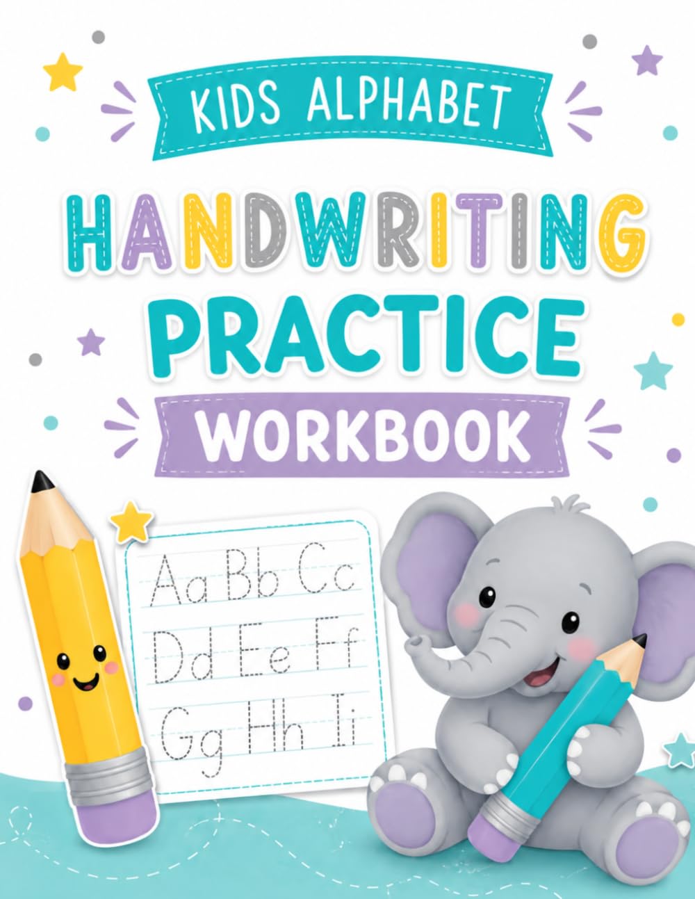 Kids Alphabet Handwriting Practice Workbook Grooved Writing: Lined Worksheets Preschool Kindergarten Tracing Letters Book