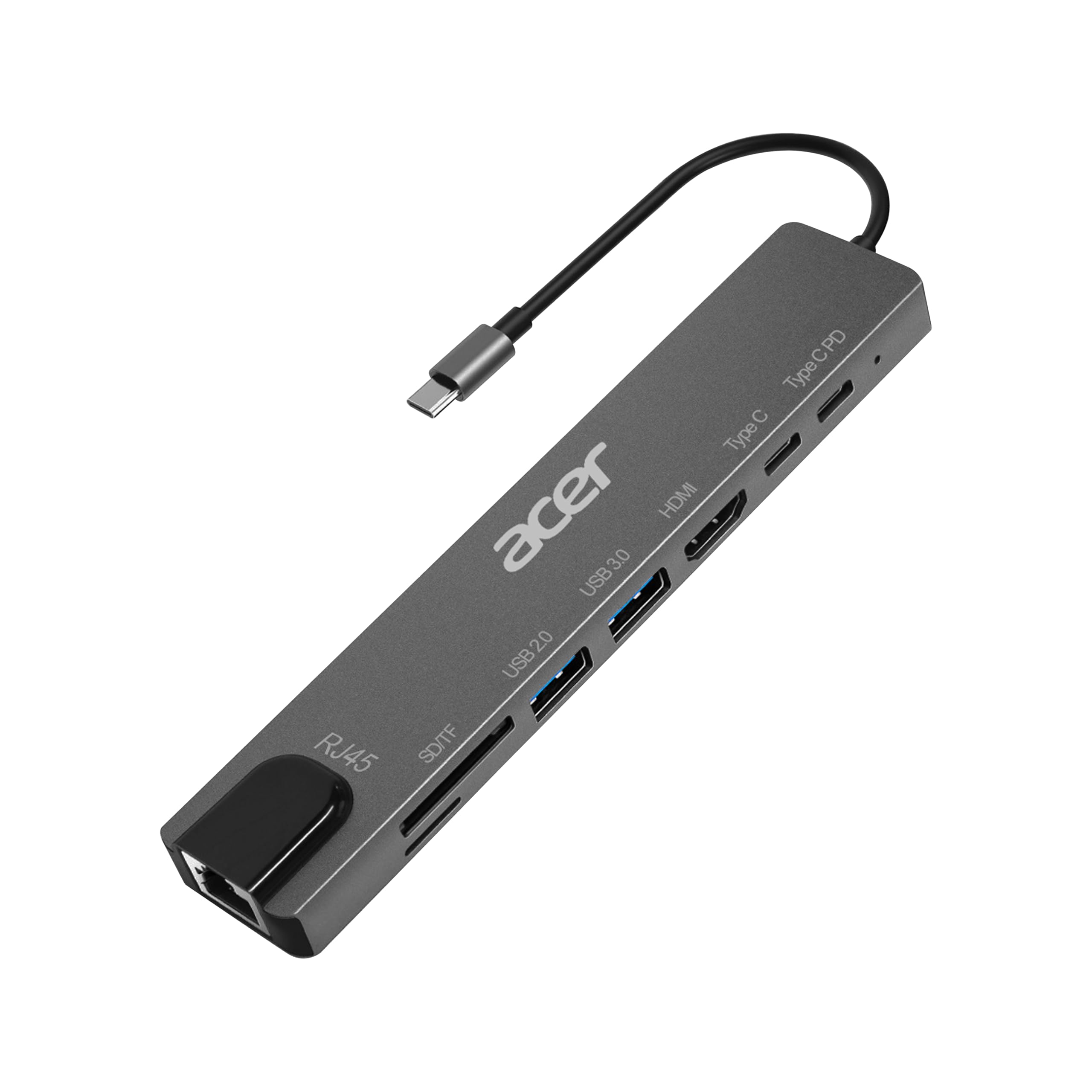 acer multilink 8-in-1 usb c hub i 4k hdmi i 100w pd charging i rj45 ethernet i 2x usb 3.0 i usb-c data i sd/tf card reader i type-c multiport adapter for laptop macbook windows