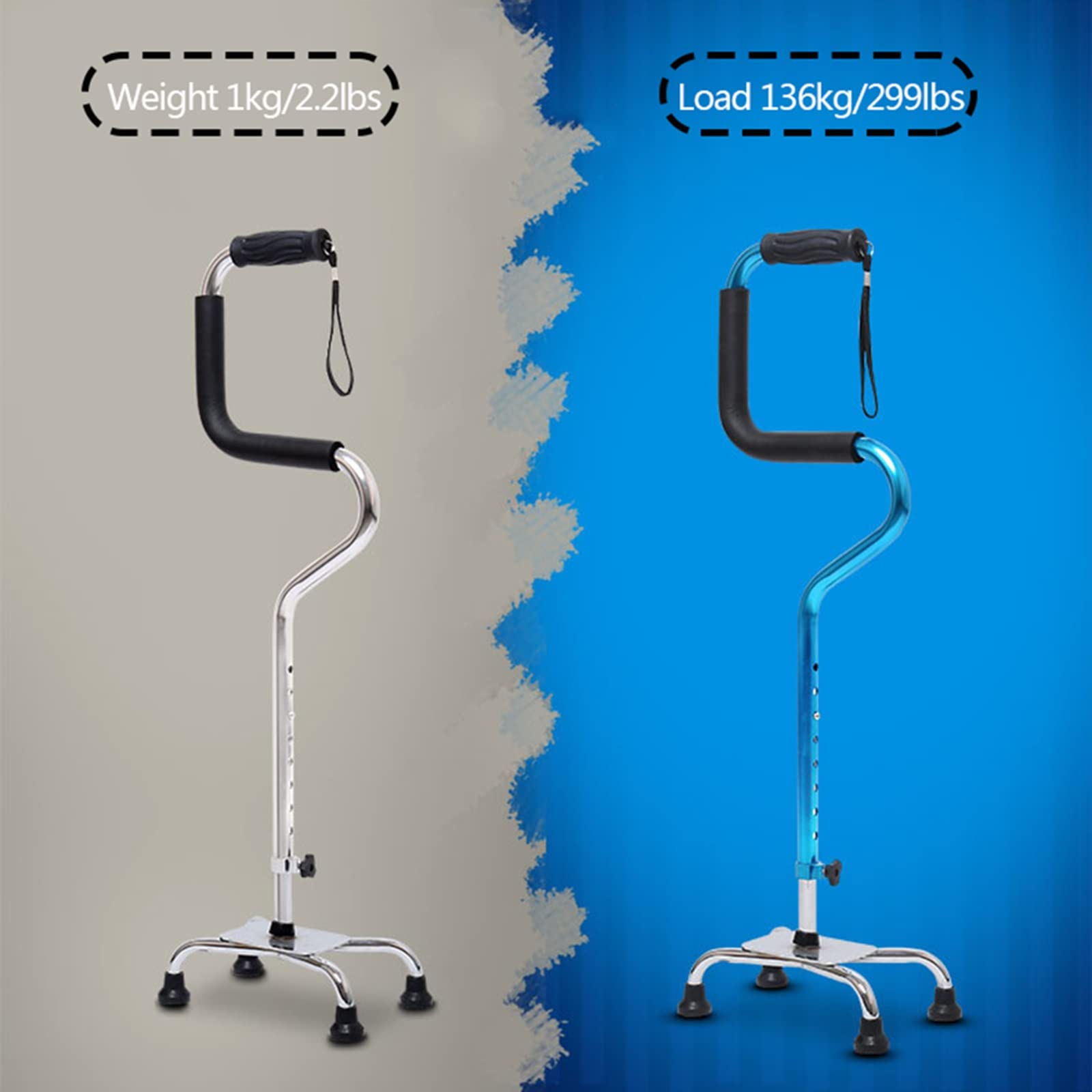 Muletas de antebrazo ajustables para adultos, muletas ergonómicas ajustables para caminar, soporta hasta 300 libras, para hombres y mujeres
