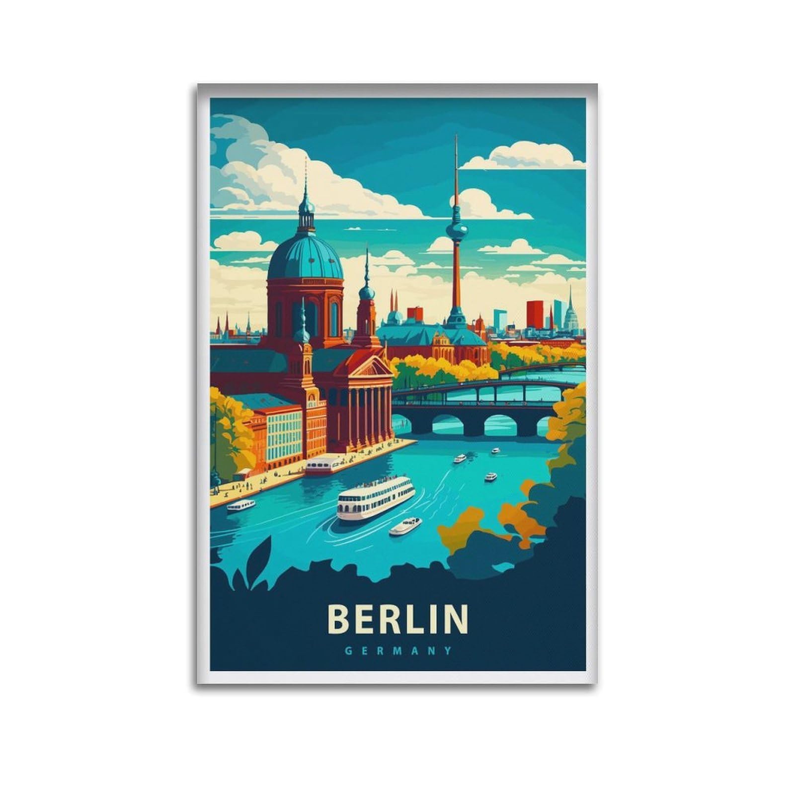 xiaoxiaoshen Berlin Germany Travel City Skyline Scenic Canvas Poster Wall Art Prints Room Aesthetic Murals Bedroom And Living Decorations 12x18inch(30x45cm)