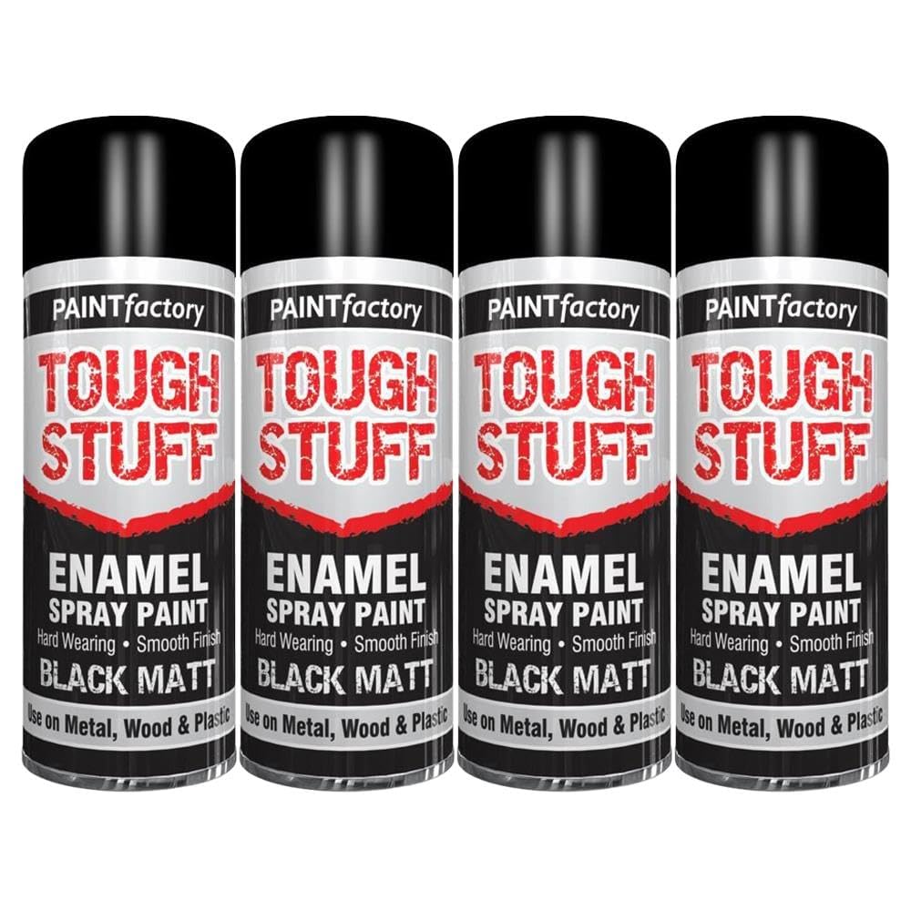 YSAMAX Enamel Black Matt Spray Paint, Provides A Sleek, Smooth, And Elegant Finish, Easy-To-Use Aerosol Form, Durable, Long-Lasting, (4PCS)